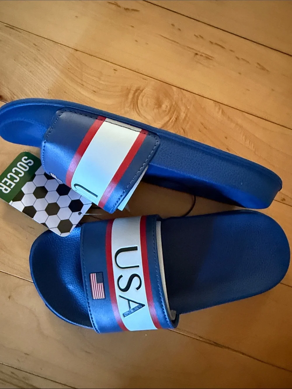 Kids soccer fan slides USA Size 9/10, 13/1, 2/3